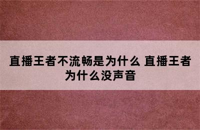 直播王者不流畅是为什么 直播王者为什么没声音